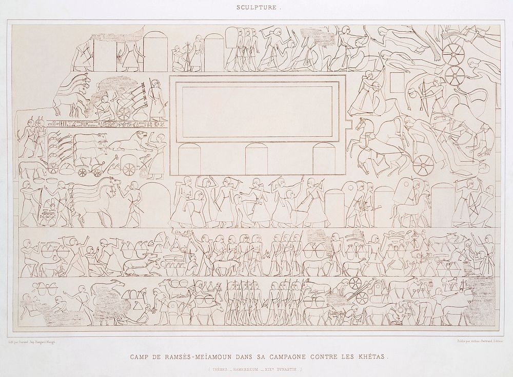 Camp of Ramses - Me&iuml;amoun in his campaign against Katas from Histoire de l'art &eacute;gyptien (1878) by &Eacute;mile…