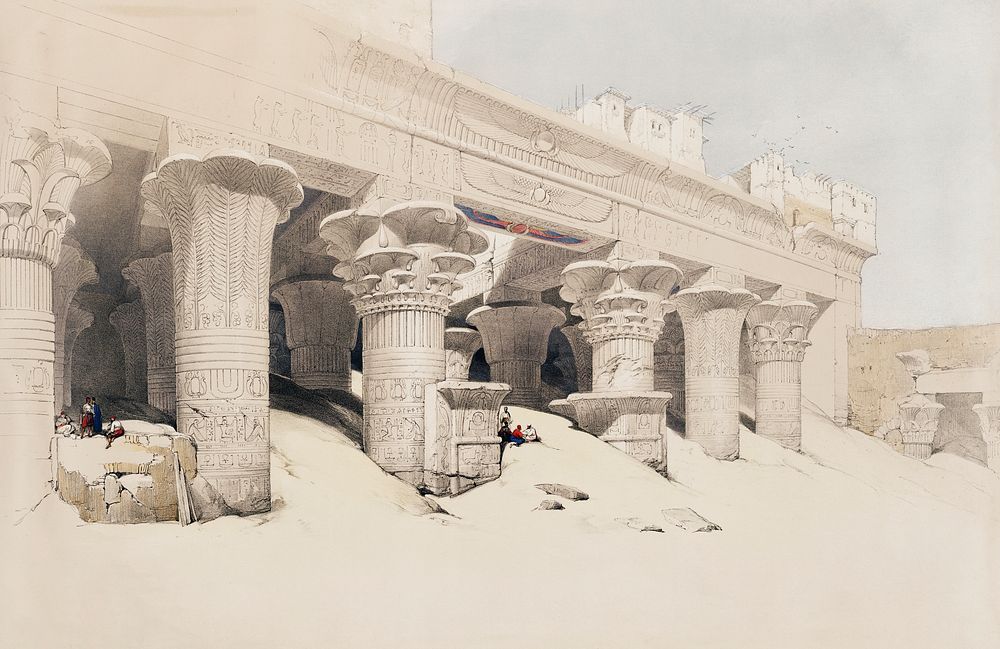 Portico of the Temple of Edfou Upper Egypt illustration by David Roberts (1796&ndash;1864). Original from The New York…