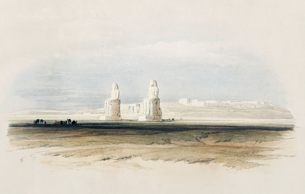 Statues of Memnon Thebes illustration by David Roberts (1796&ndash;1864). Original from The New York Public Library.…