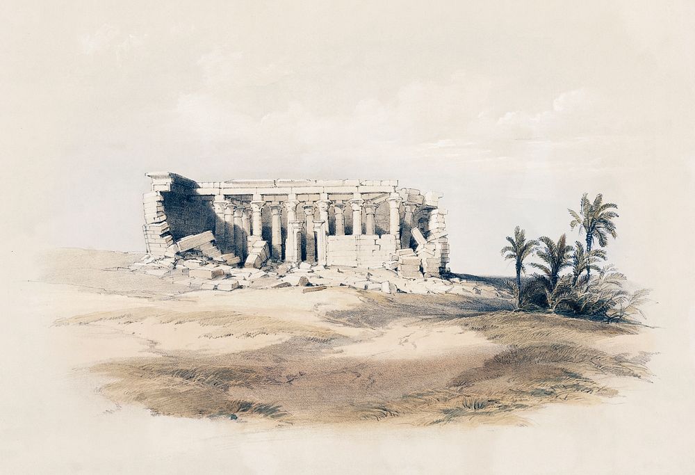 Wady Maharraka temple Nubia illustration by David Roberts (1796&ndash;1864). Original from The New York Public Library.…