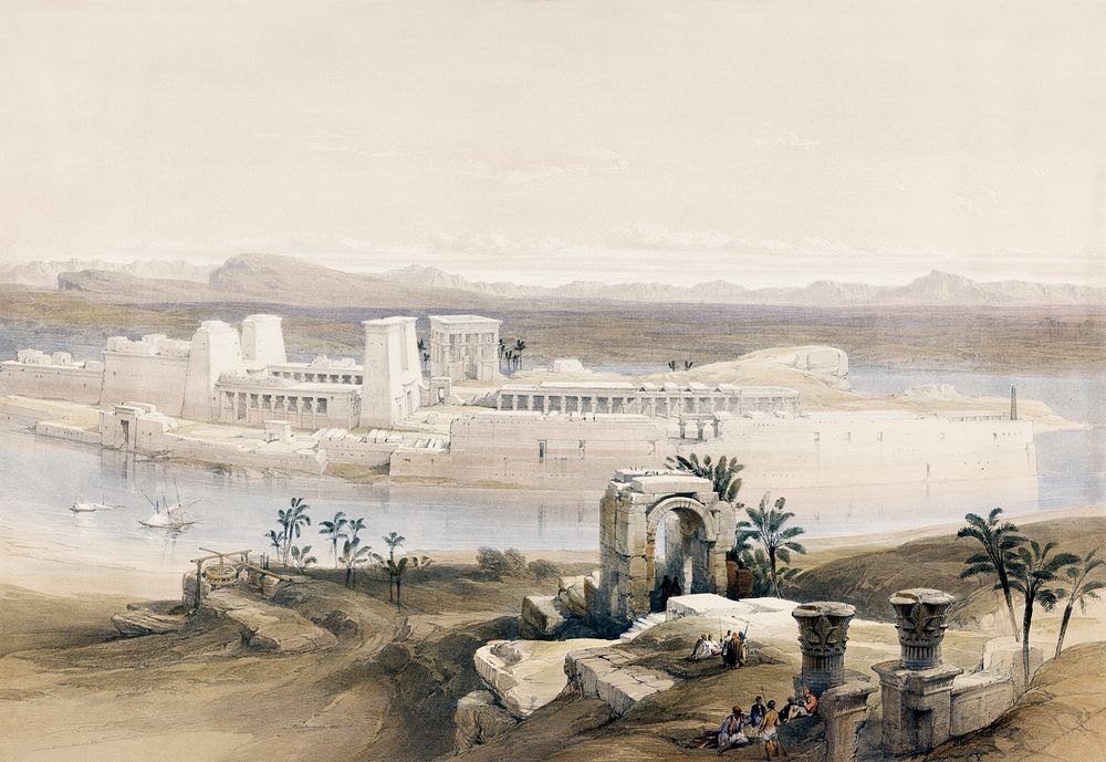 General view of the Island of Philae Nubia illustration by David Roberts (1796&ndash;1864). Original from The New York…
