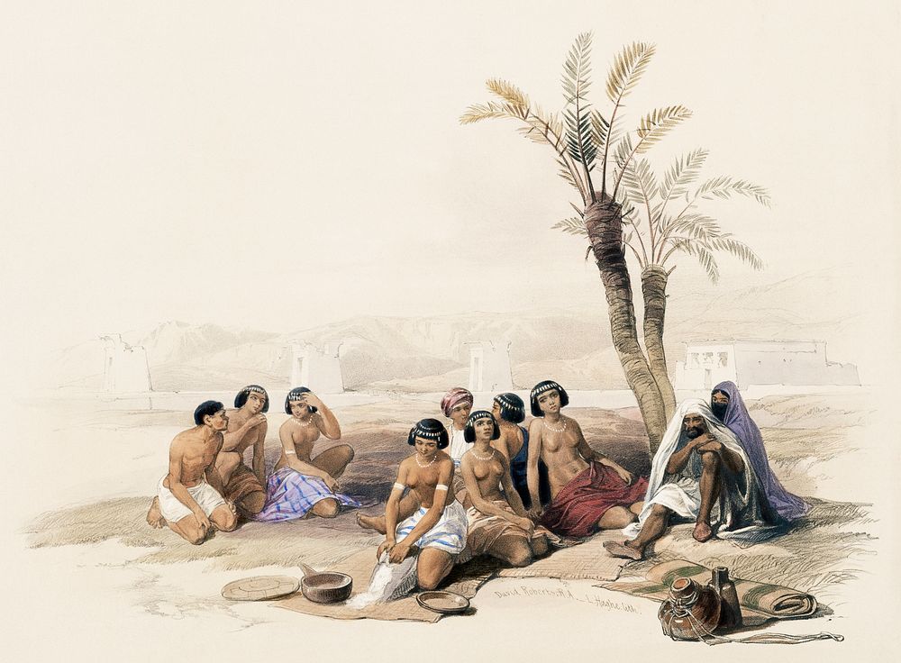 Abyssinian slaves resting at Korti Nubia illustration by David Roberts (1796&ndash;1864). Original from The New York Public…