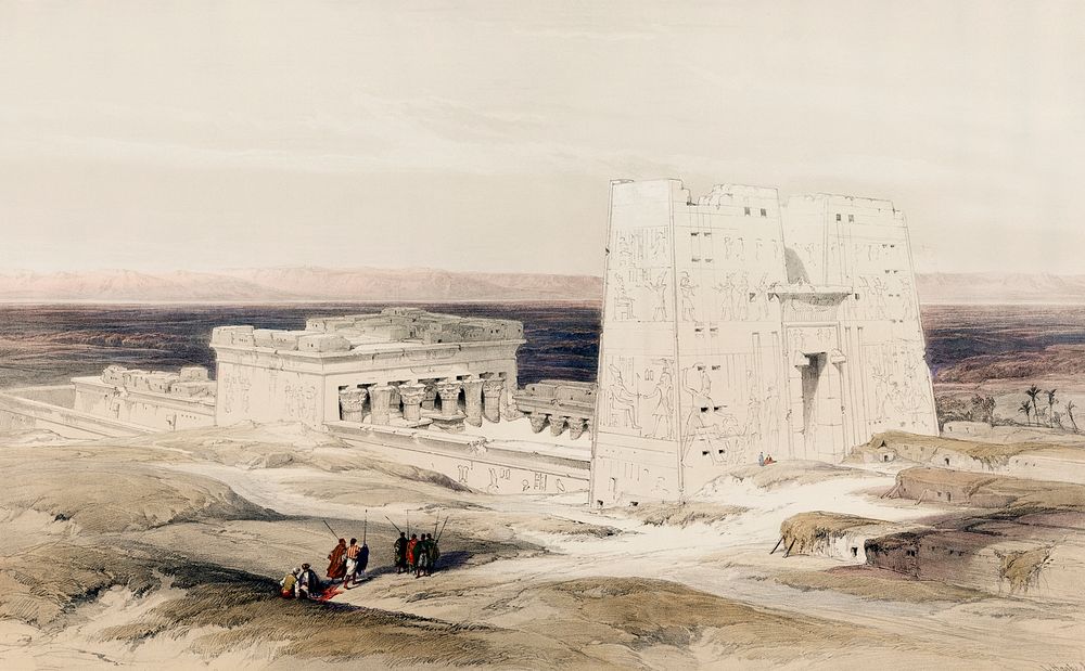 Temple of Edfou ancient Appolinopolis in upper Egypt illustration by David Roberts (1796&ndash;1864). Original from The New…