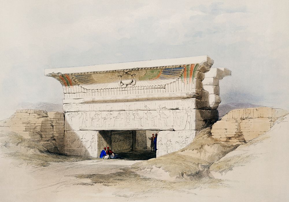 Dendara Temple dedicated to the goddess Hathor illustration by David Roberts (1796&ndash;1864). Original from The New York…