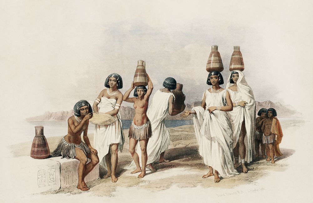 Nubian women at Kortie on the Nile illustration by David Roberts (1796&ndash;1864). Original from The New York Public…