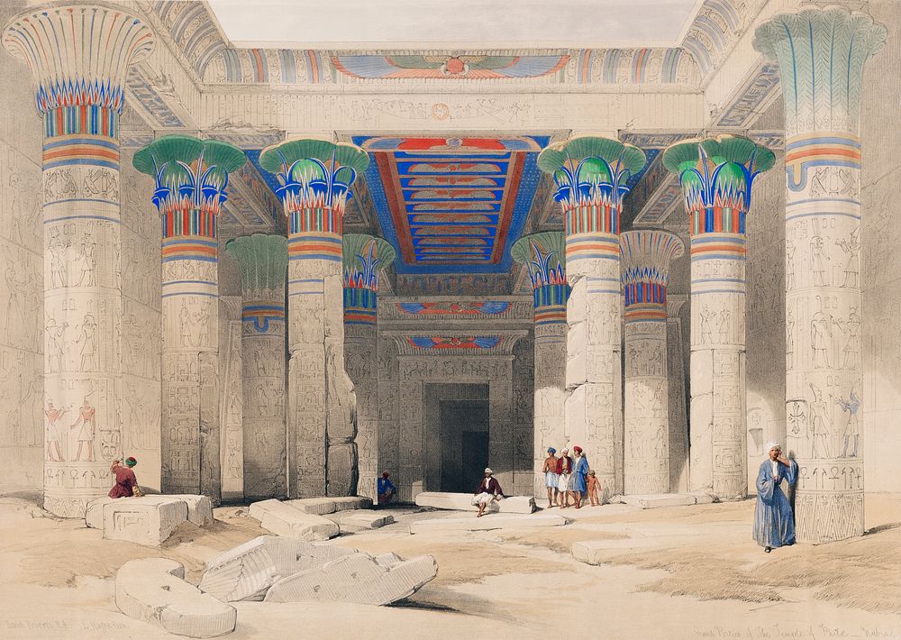 Grand Portico of the Temple of Philae Nubia illustration by David Roberts (1796&ndash;1864). Original from The New York…