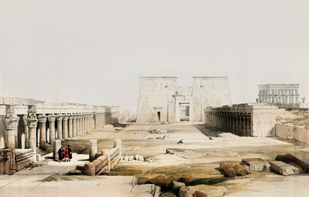 Grand approach to the Temple of Philae Nubia illustration by David Roberts (1796&ndash;1864). Original from The New York…
