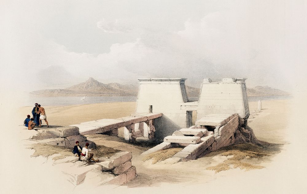 Temple of Wady Saboua (Wadi al Sabua) Nubia illustration by David Roberts (1796&ndash;1864). Original from The New York…