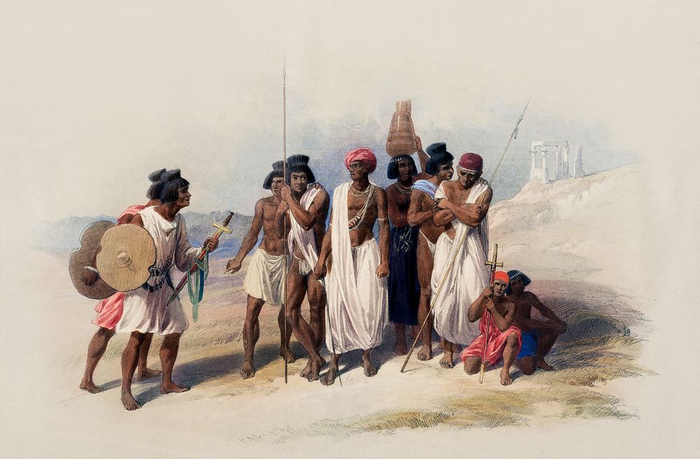 Group of Nubians (Wady Kardasey) illustration by David Roberts (1796&ndash;1864). Original from The New York Public Library.…