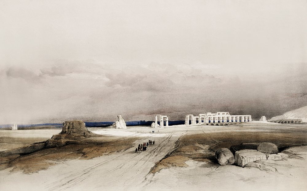 Ruins of the Memnonium Thebes illustration by David Roberts (1796&ndash;1864). Original from The New York Public Library.…