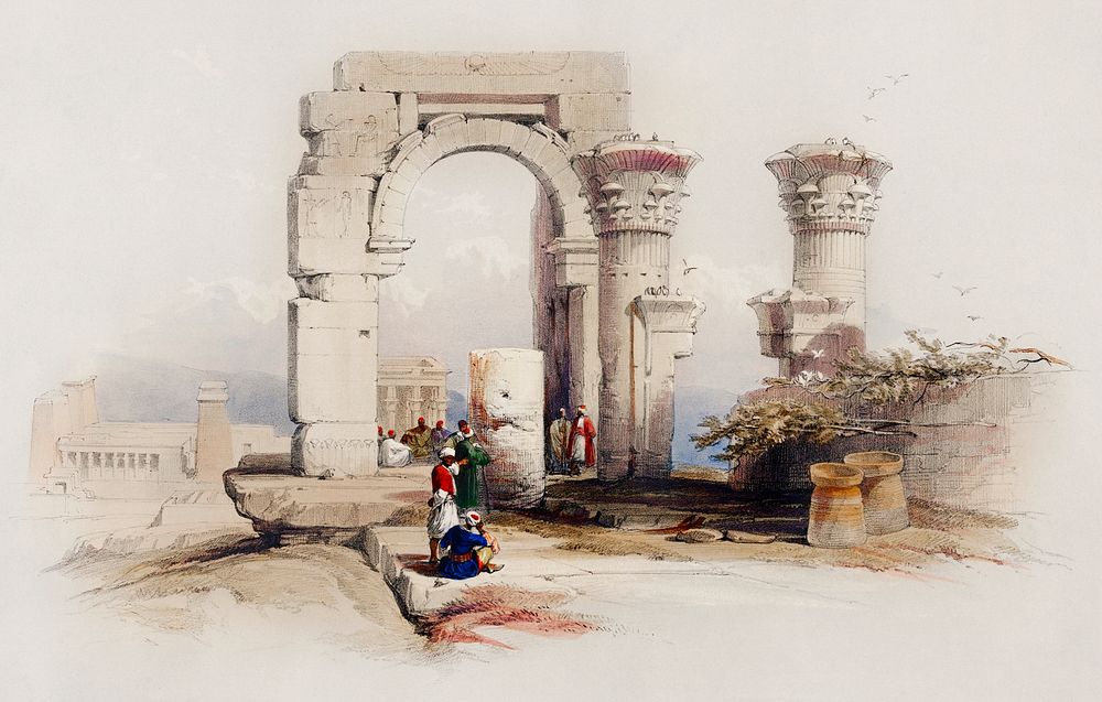 Ruins Temple on the Island of Biggeh Nubia illustration by David Roberts (1796&ndash;1864). Original from The New York…