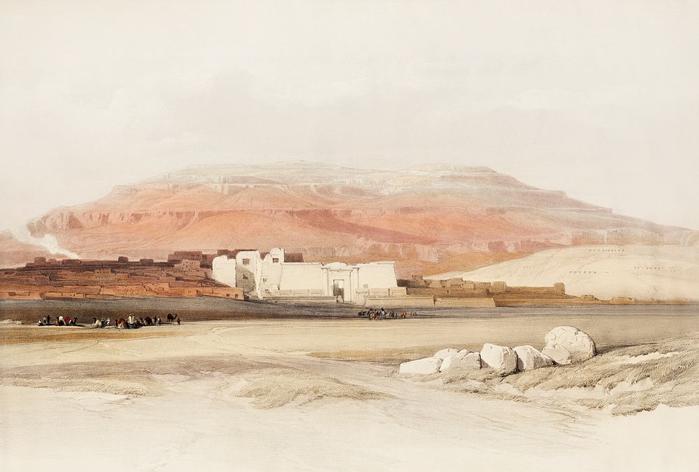 Medinet Habu (Medint) in Thebes illustration by David Roberts (1796&ndash;1864). Original from The New York Public Library.…