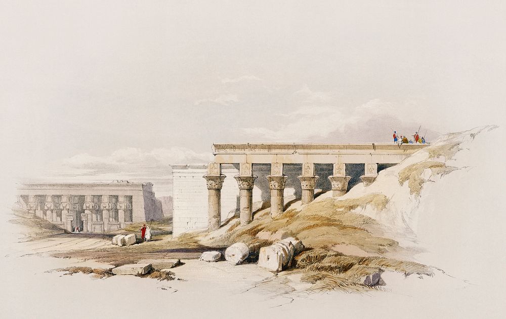 Lateral view of the temple called the Typhonaeum at Dendera (Dandara) illustration by David Roberts (1796&ndash;1864).…