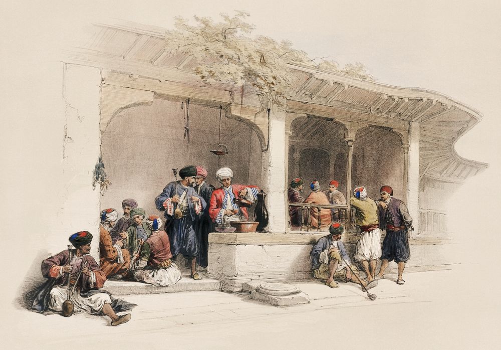 The coffee shop illustration by David Roberts (1796&ndash;1864). Original from The New York Public Library. Digitally…