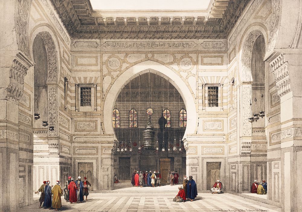 Interior of the mosque of the Sultan the Ghoree illustration by David Roberts (1796&ndash;1864). Original from The New York…