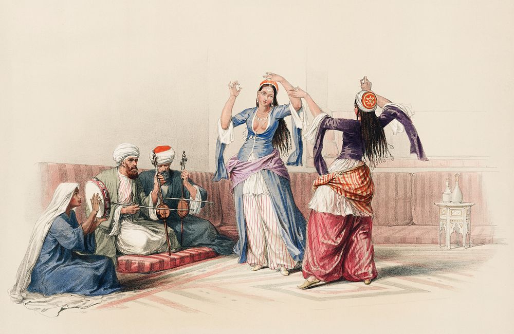 Dancing girls at Cairo illustration by David Roberts (1796&ndash;1864). Original from The New York Public Library. Digitally…