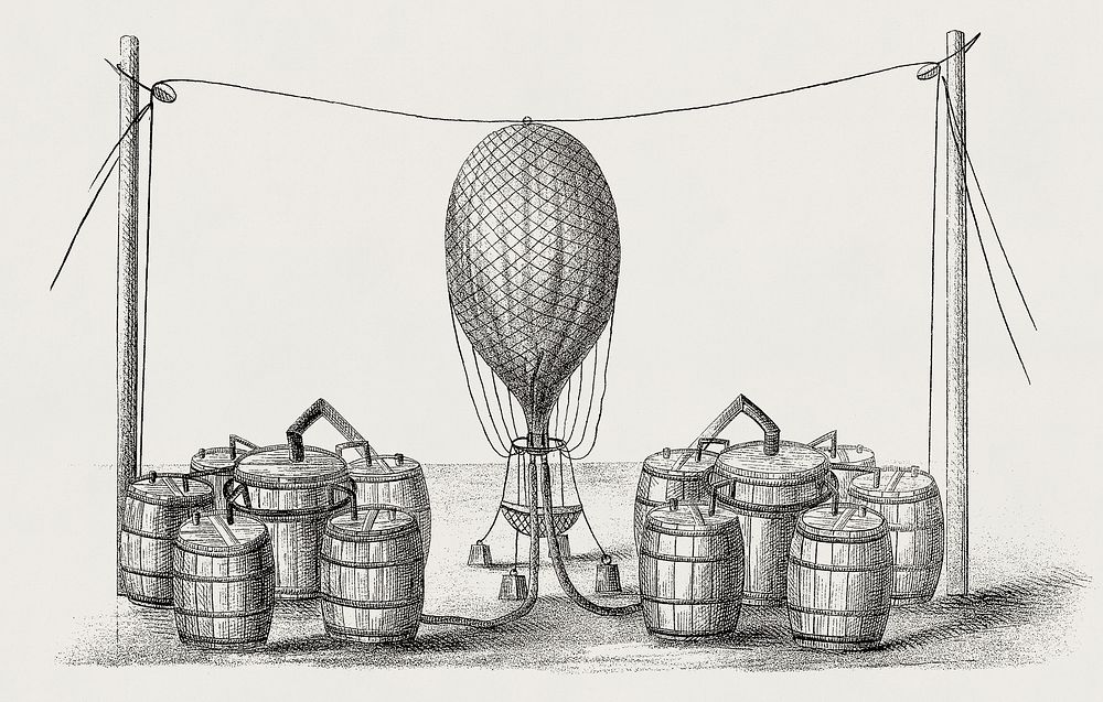 Vintage Illustration of Inflation of balloon