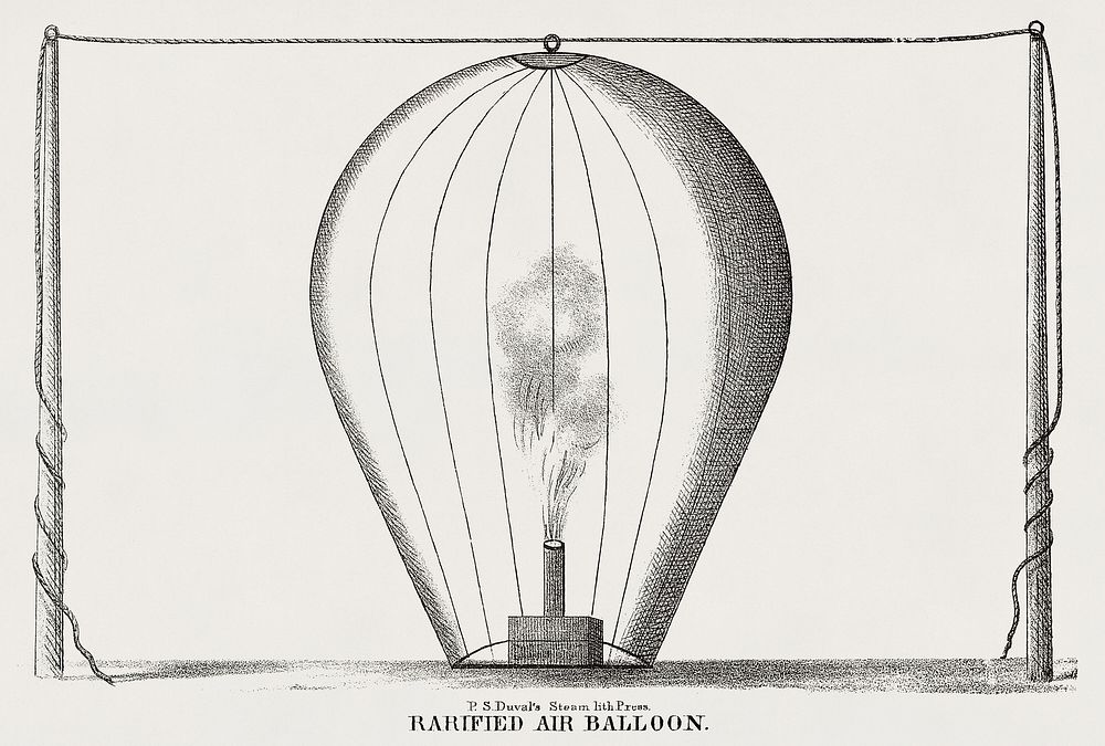 Rarified air balloon from a system of aeronautics (1850) by John Wise (1808-1879)