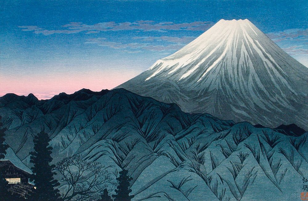 Mount Fuji From Hakone (1930) print in high resolution by Hiroaki Takahashi. Original from The Los Angeles County Museum of…