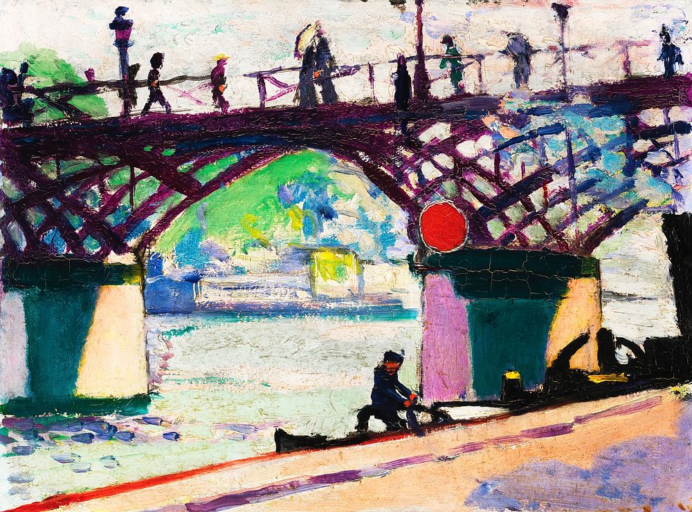Pont des Arts (1908&ndash;1911) painting in high resolution by Henry Lyman Sayen. Original from the Smithsonian Institution.…