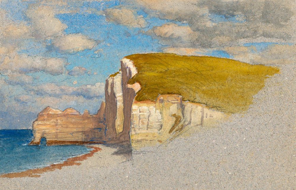 Cliffs at &Eacute;tretat (1870&ndash;1880) by Samuel Colman. Original from The Smithsonian Institution. Digitally enhanced…