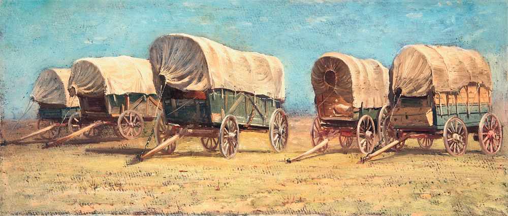 Study of Covered Wagons (possibly 1871) by Samuel Colman. Original from The Smithsonian Institution. Digitally enhanced by…