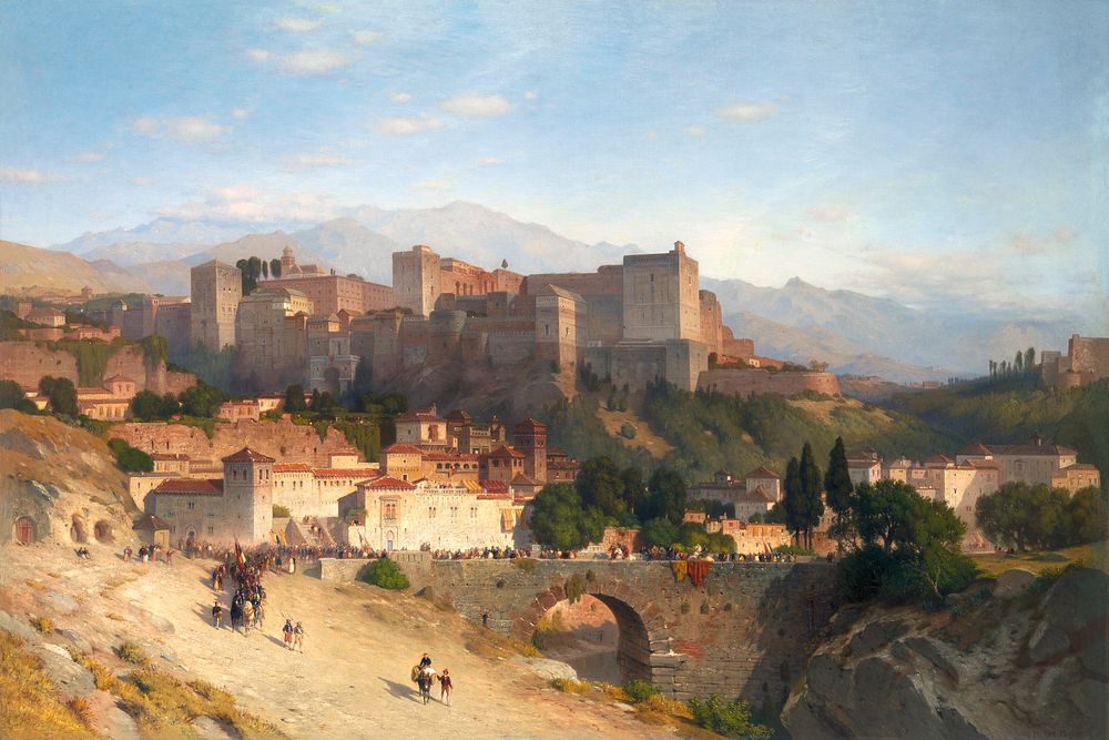 The Hill of the Alhambra, Granada (1865) by Samuel Colman. Original from The MET Museum. Digitally enhanced by rawpixel.