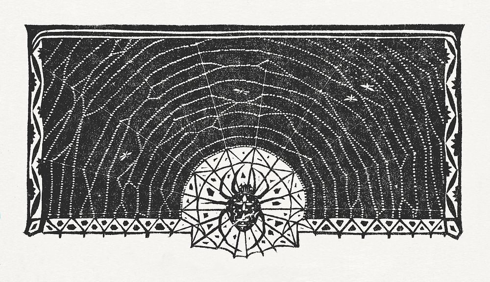 Garden spider and spider web (ca.1893&ndash;1927) print in high resolution by Gerrit Willem Dijsselhof. Original from the…