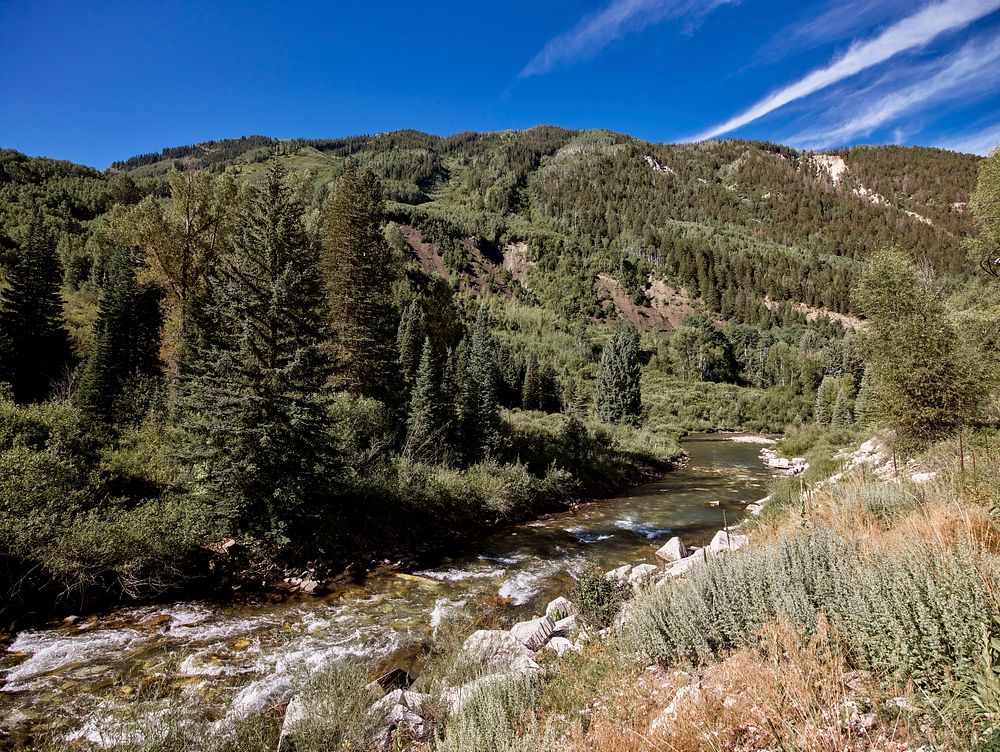 The rushing Crystal River in Marble, a tiny community high in the mountains of Gunnison County, Colorado. Original image…