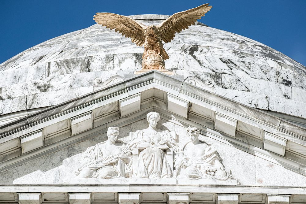 Eagle atop the pediment of the Illinois State Memorial. Original image from Carol M. Highsmith&rsquo;s America, Library of…
