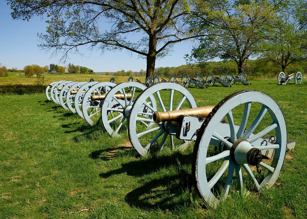Cannons at an artillery park, Pennsylvania. Original image from Carol M. Highsmith&rsquo;s America, Library of Congress…