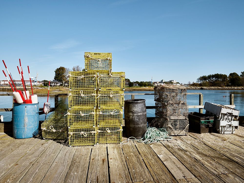 Lobster traps on the Portsmouth, New Hampshire, docks. Original image from Carol M. Highsmith&rsquo;s America, Library of…
