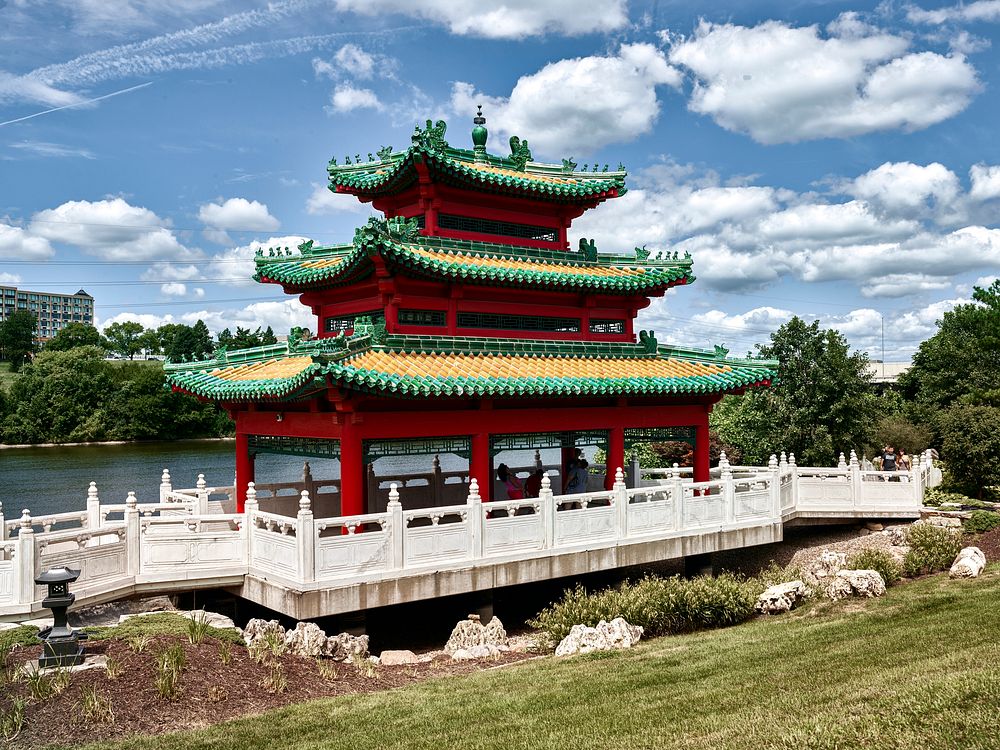 Pagoda at a garden in Iowa. Original image from Carol M. Highsmith&rsquo;s America, Library of Congress collection.…