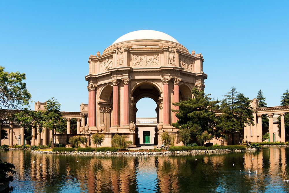 The Palace of Fine Arts in the Marina District of San Francisco, California.