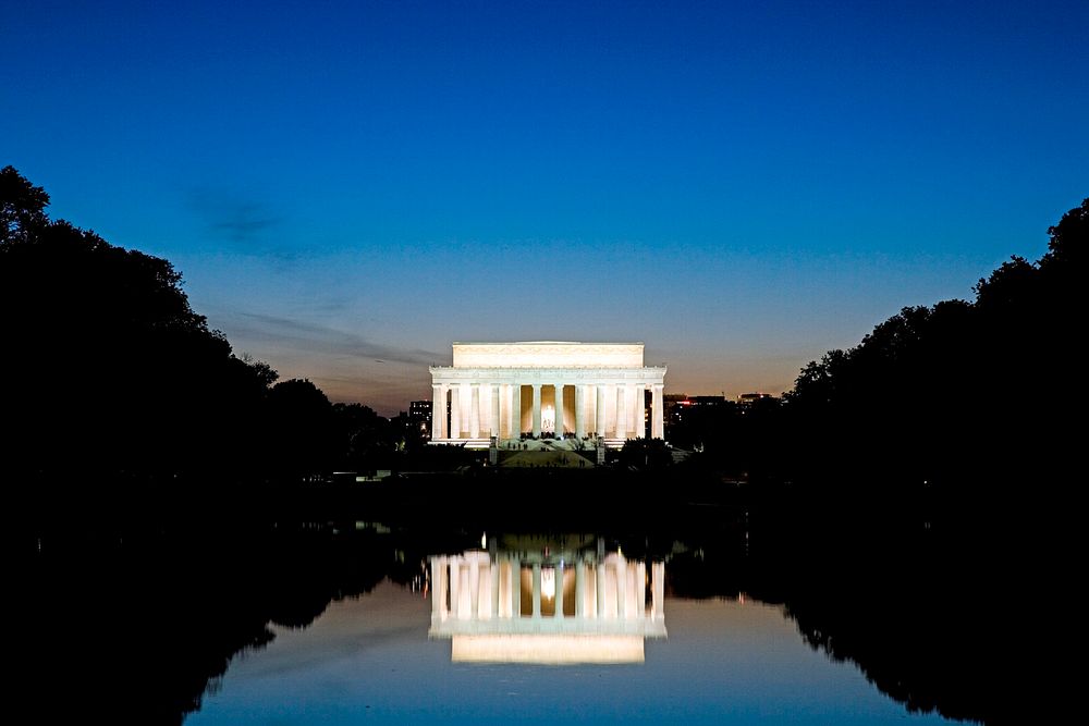 Lincoln Memorial at dusk in Washington, D.C. Original image from Carol M. Highsmith’s America, Library of Congress…