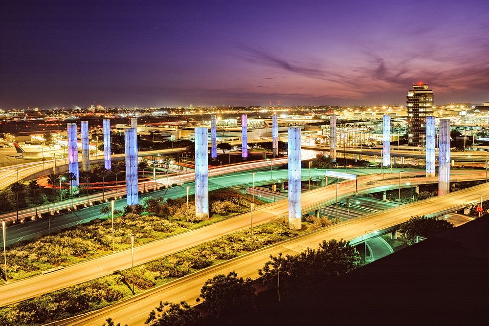 LAX Airport at night, California. Original image from Carol M. Highsmith’s America, Library of Congress collection.…