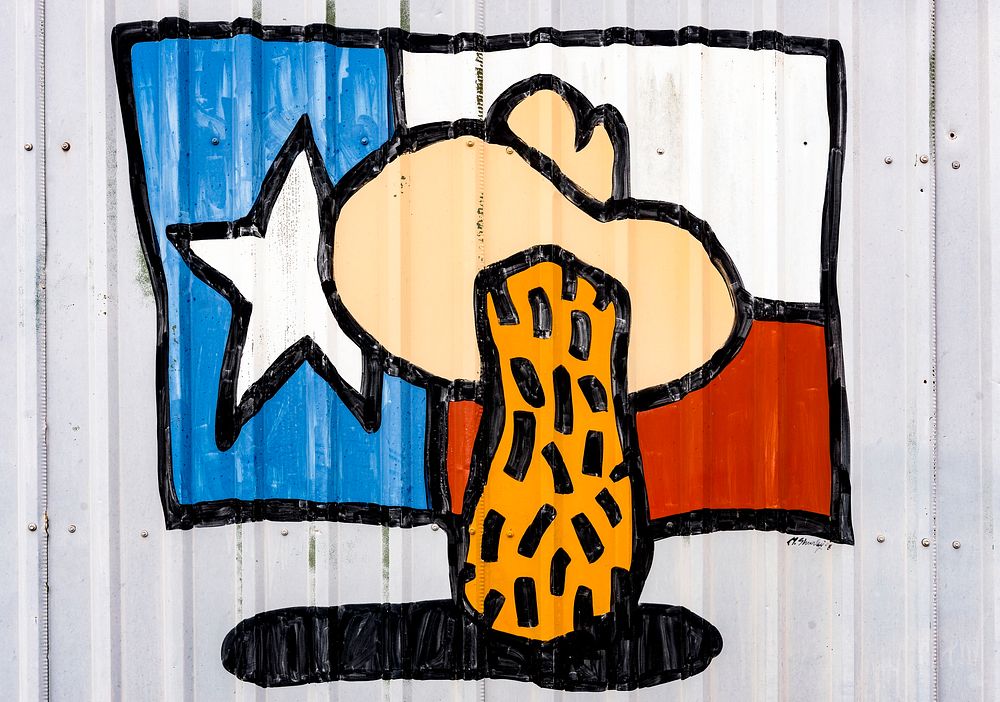 Peanut and Texas flag art in Giddings, Texas. Original image from Carol M. Highsmith&rsquo;s America, Library of Congress…