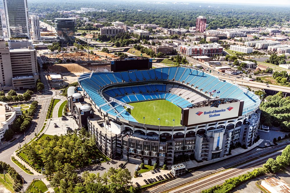 Aerial view of Bank of America Stadium in Charlotte, North Carolina. Original image from Carol M. Highsmith&rsquo;s America…