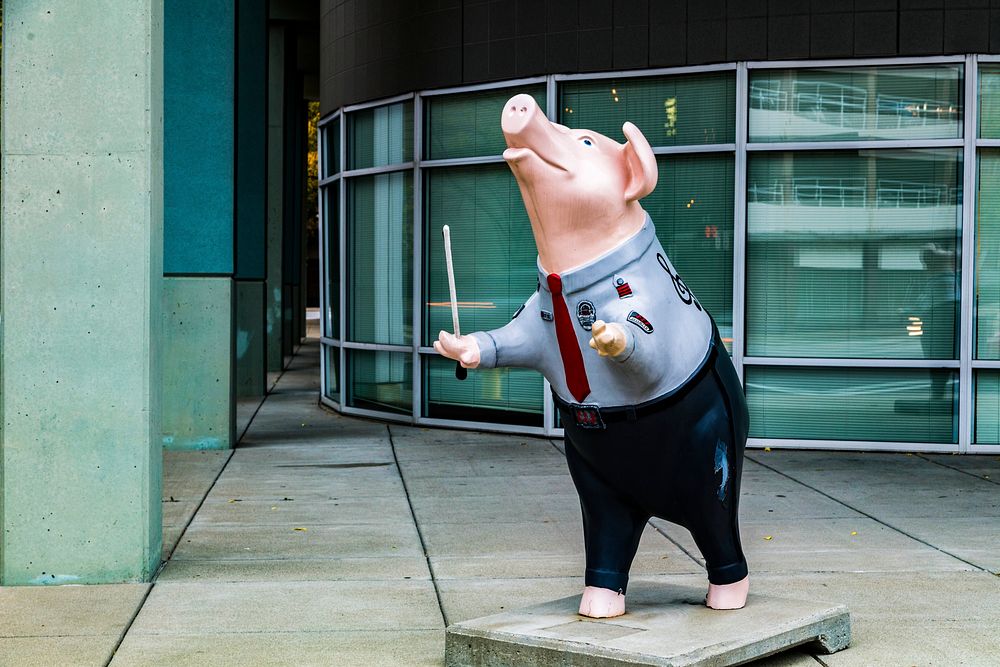 Pig in uniform sculpture in Cincinnati, Ohio. Original image from Carol M. Highsmith&rsquo;s America, Library of Congress…