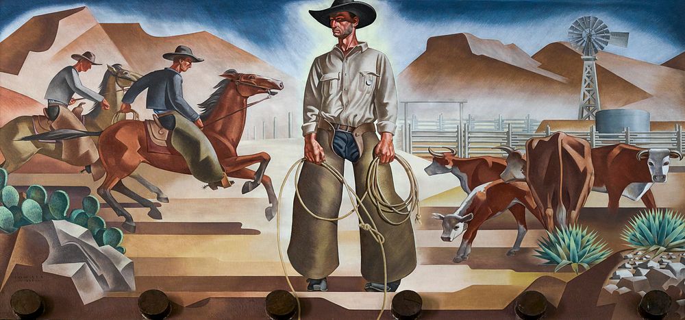 Cowboy mural at Fair Parkin Dallas, Texas. Original image from Carol M. Highsmith&rsquo;s America, Library of Congress…