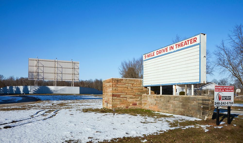 5-Mile Drive-in Theater sign in Dowagiac, Michigan. Original image from Carol M. Highsmith&rsquo;s America, Library of…