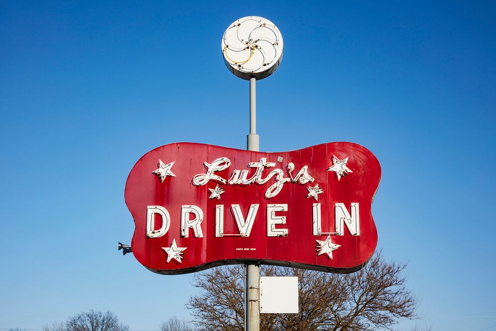 Lutz&rsquo;s Drive-In restaurant sign in Dowagiac, Michigan. Original image from Carol M. Highsmith&rsquo;s America, Library…
