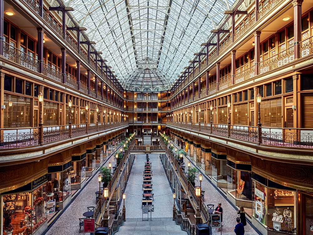 The Arcade in downtown Cleveland, Ohio. Original image from Carol M. Highsmith&rsquo;s America, Library of Congress…