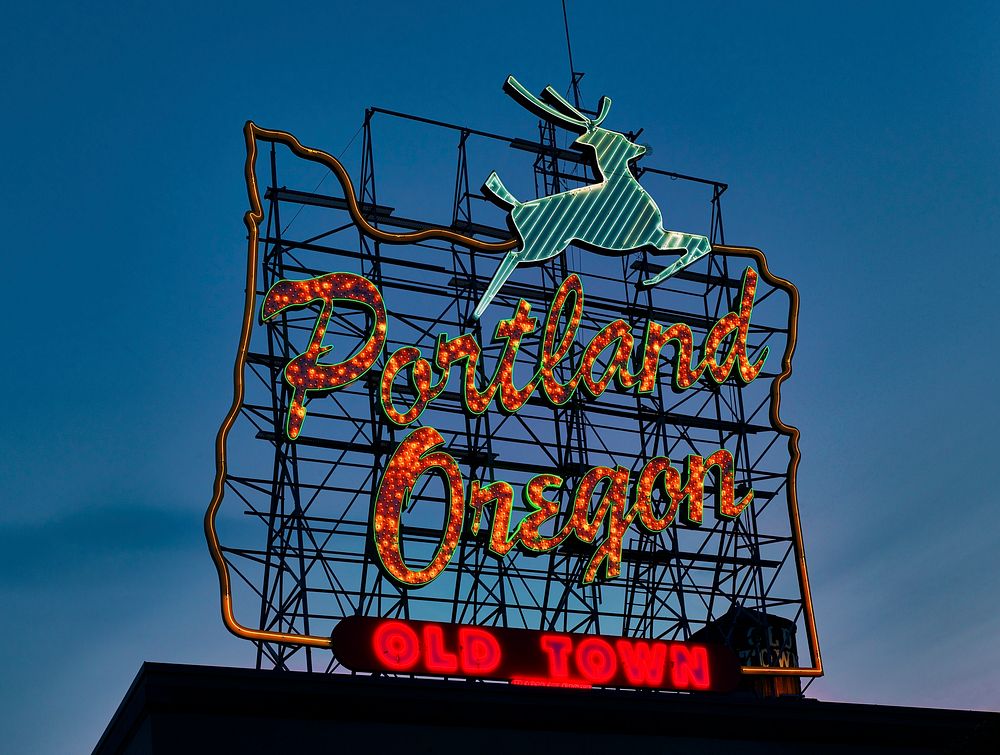 The White Stag neon sign in Portland, Oregon. Original image from Carol M. Highsmith&rsquo;s America, Library of Congress…