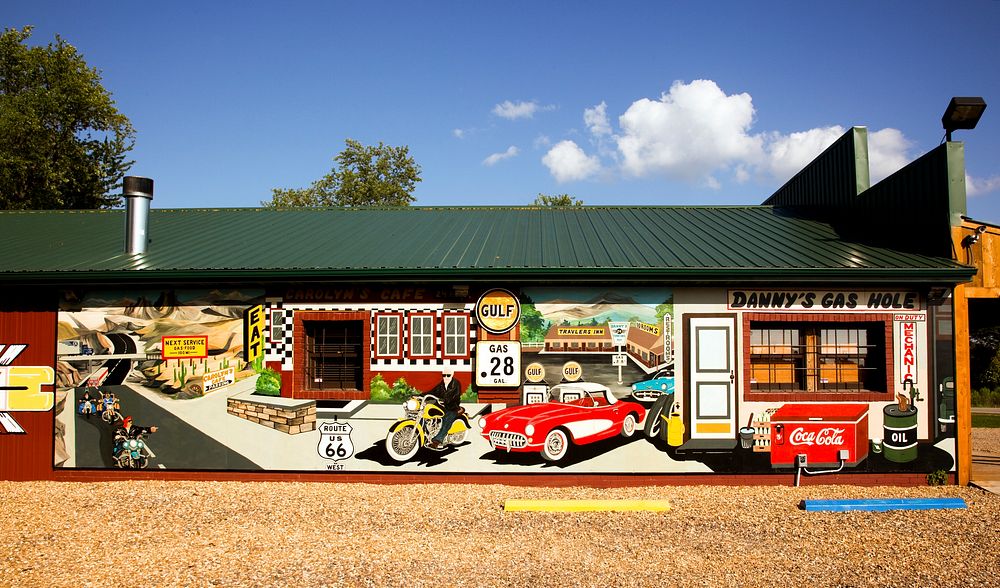 Route 66 Mural City in Cuba, Missouri. Original image from Carol M. Highsmith&rsquo;s America, Library of Congress…