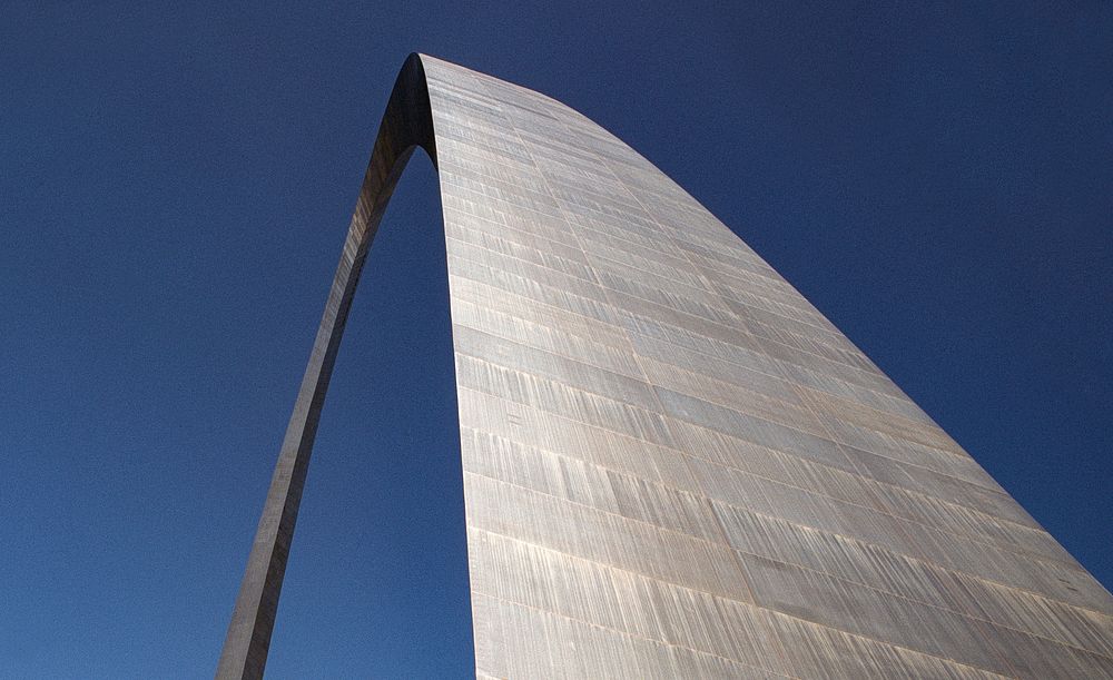 Closeup view of the Gateway Arch in Missouri. Original image from Carol M. Highsmith’s America, Library of Congress…