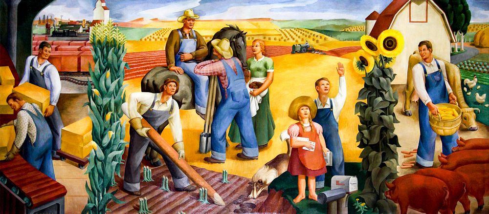 Kansas Farming oil painting at U.S. Courthouse in Wichita, Kansas. Original image from Carol M. Highsmith&rsquo;s America…