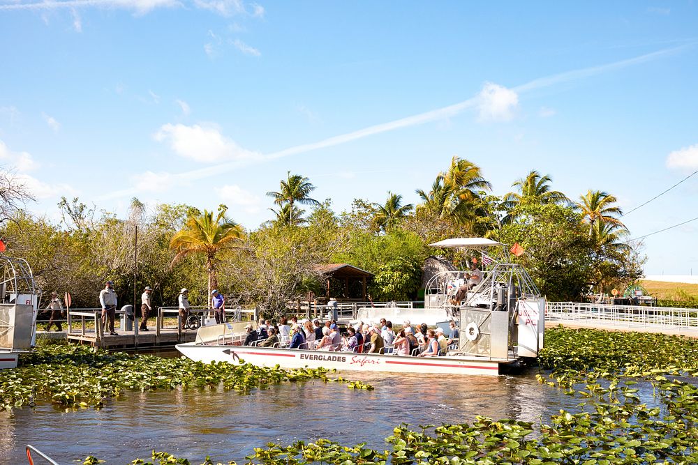 Airboat passengers take their places at the Everglades Safari Park. Original image from Carol M. Highsmith’s America…