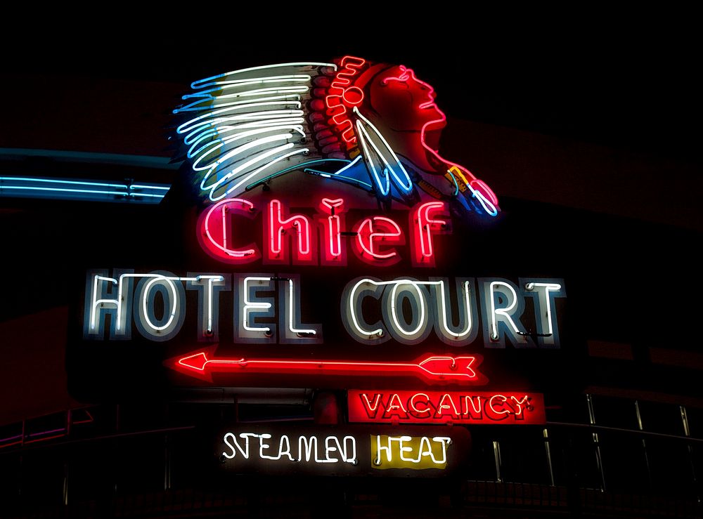 Last Vegas old Motels with historic neon art. Original image from Carol M. Highsmith&rsquo;s America. Digitally enhanced by…
