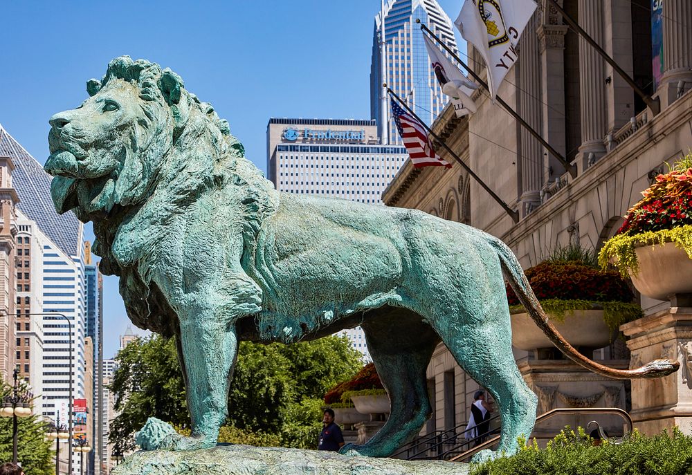 Art Institute lion sculpture in Chicago. Original image from Carol M. Highsmith&rsquo;s America, Library of Congress…